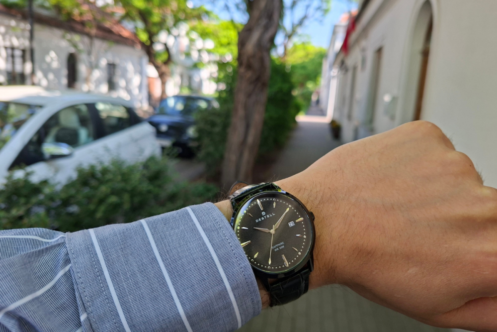 Pánske hodinky DESTELL DESTELL Pictor Full Black Leather Sapphire PT401-12-201L