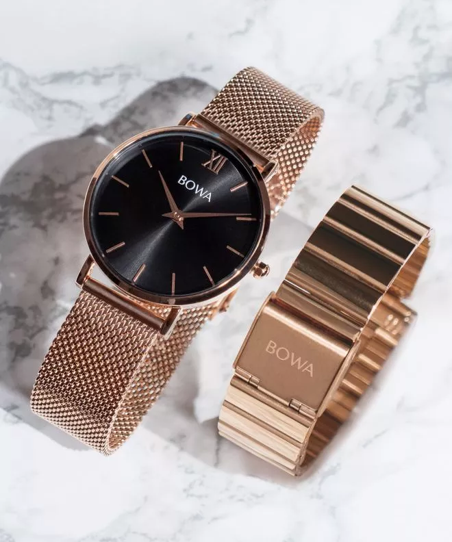 Hodinky Dámske BOWA London Black Rose-Gold 33 SET LO337-17-167M