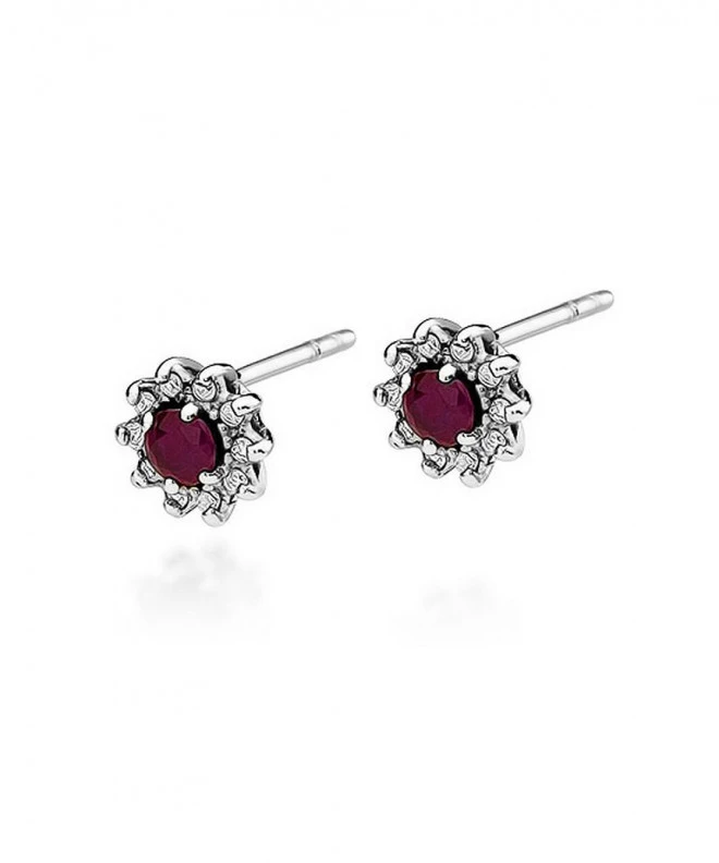 Náušnice Bonore - Biele Zlato 585 - Rubín 0,15 ct 128825