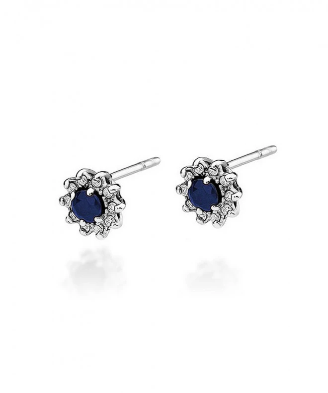 Náušnice Bonore - Biele Zlato 585 - Zafír 0,15 ct 128826