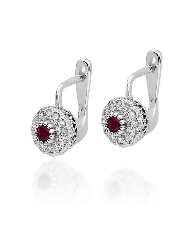 Náušnice Bonore - Biele Zlato 585 - Rubín 0,15 ct 128827
