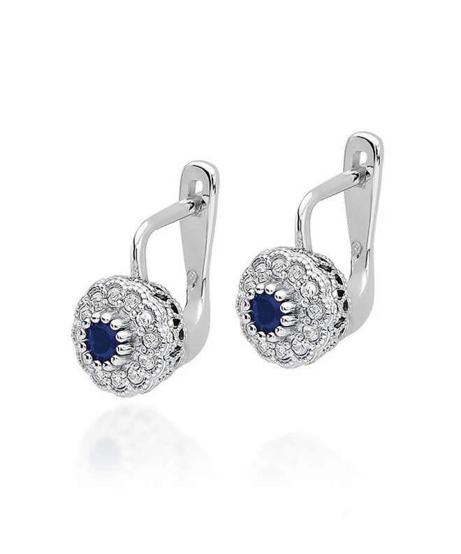 Náušnice Bonore - Biele Zlato 585 - Zafír 0,15 ct 128828