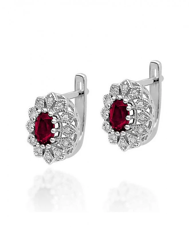 Náušnice Bonore - Biele Zlato 585 - Rubín 0,6 ct 128829