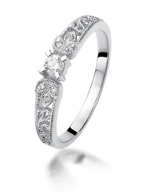Prsteň Bonore - Biele Zlato 585 - Diamant 0,1 ct 112019