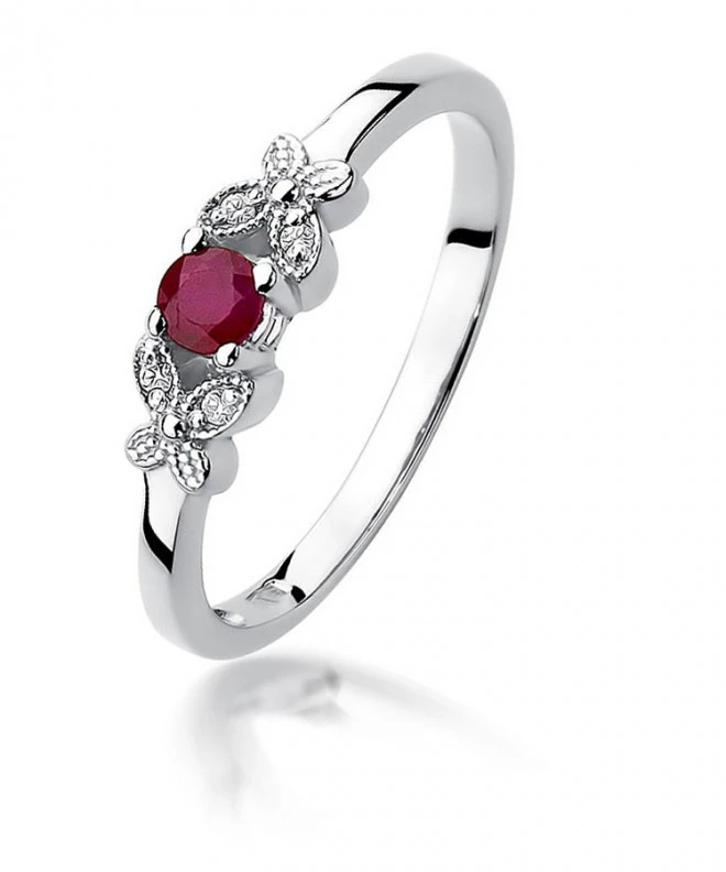 Prsteň Bonore - Biele Zlato 585 - Rubín 0,15 ct 122372