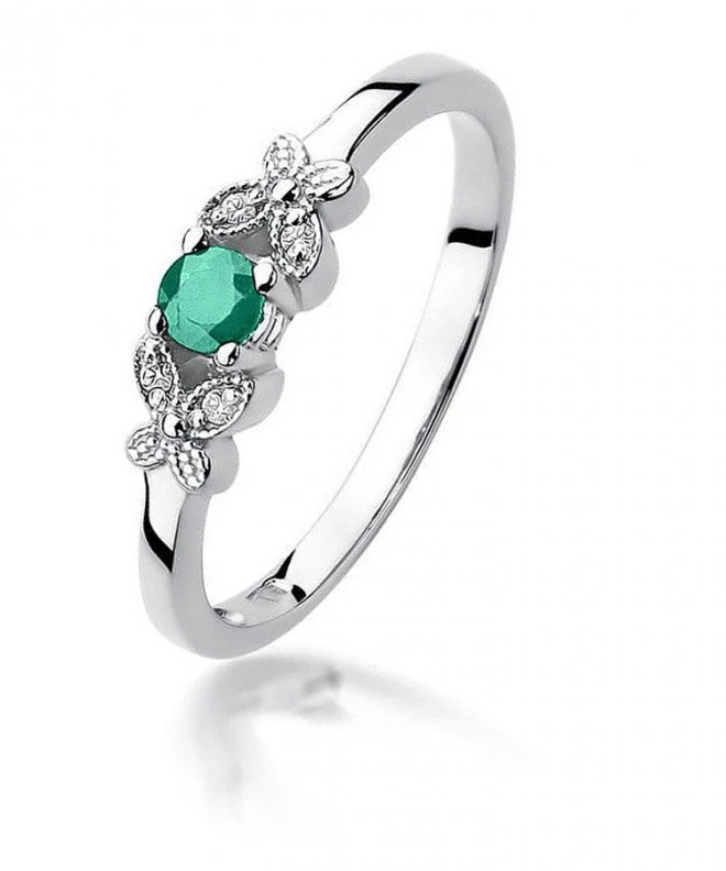 Prsteň Bonore - Biele Zlato 585 - Smaragd 0,15 ct 125457