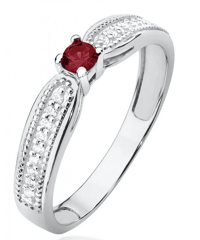 Prsteň Bonore - Biele Zlato 585 - Rubín 0,15 ct 122376