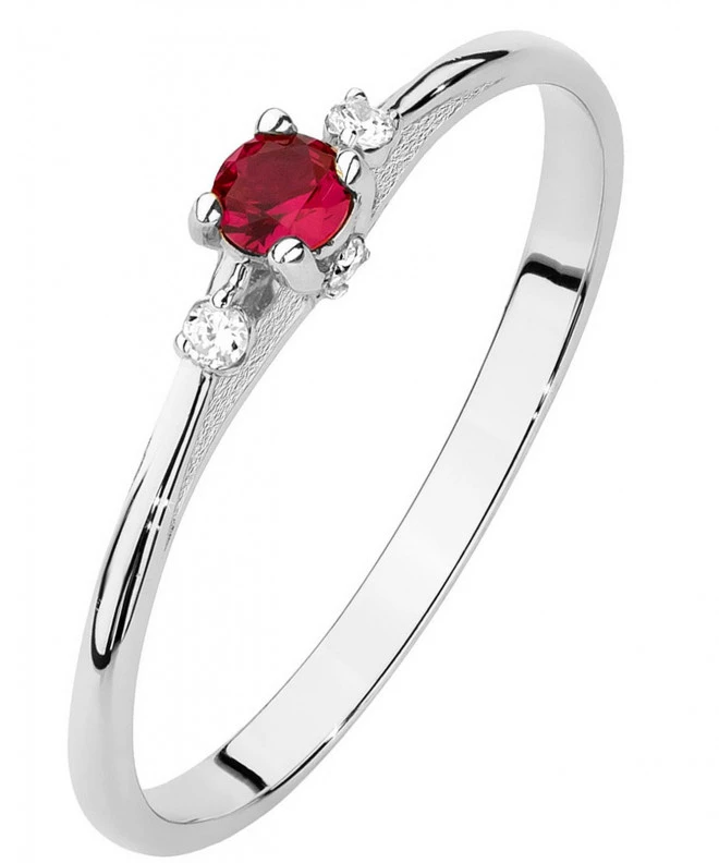 Prsteň Bonore - Biele Zlato 585 - Rubín 0,15 ct 120338