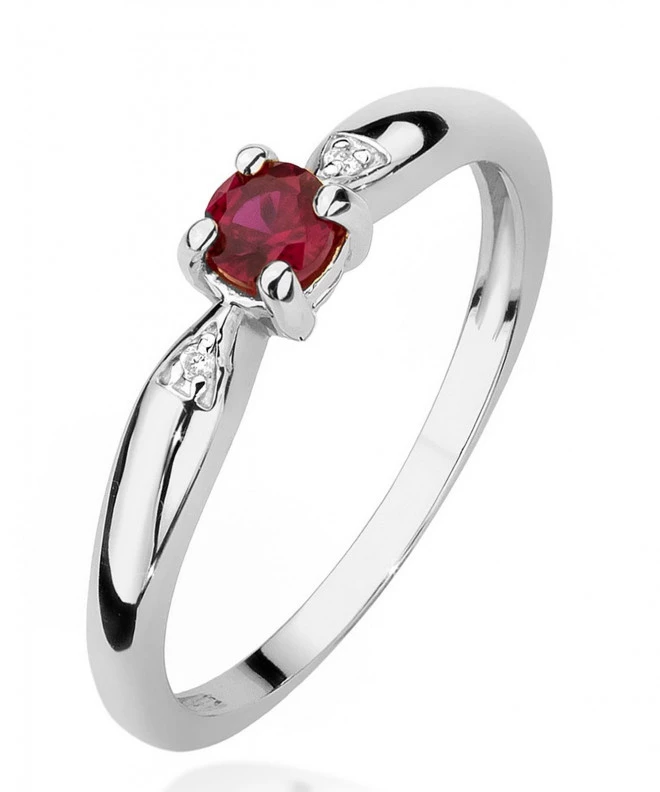 Prsteň Bonore - Biele Zlato 585 - Rubín 0,15 ct 120340