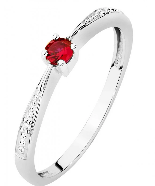 Prsteň Bonore - Biele Zlato 585 - Rubín 0,15 ct 120342