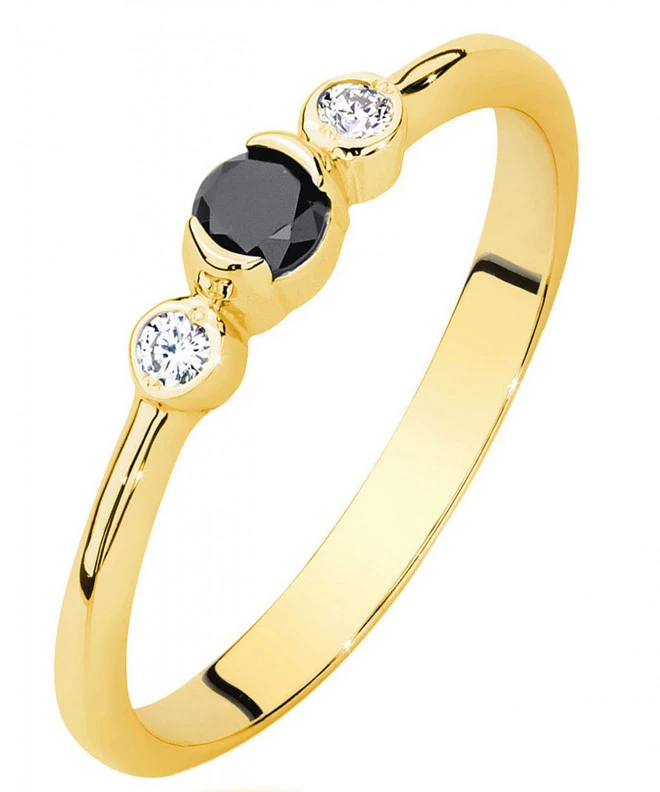 Prsteň Bonore - Zlato 585 - Čierny Diamant 0,12 ct 93383