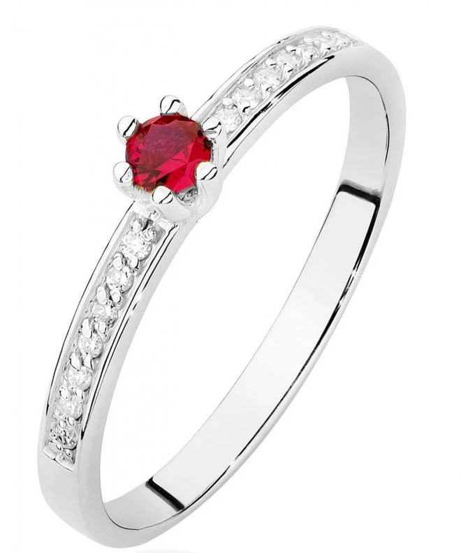 Prsteň Bonore - Biele Zlato 585 - Rubín 0,15 ct 120343