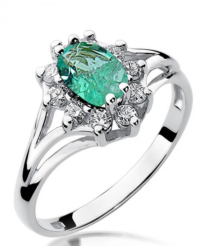 Prsteň Bonore - Biele Zlato 585 - Smaragd 0,8 ct 124439