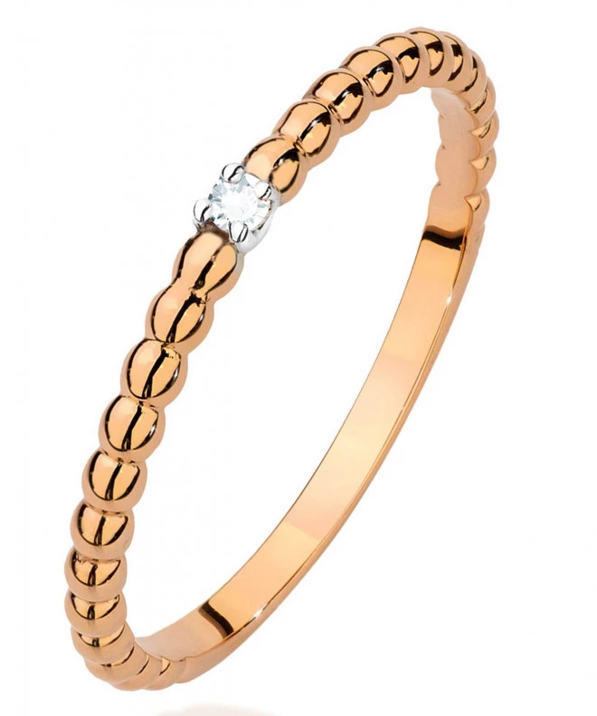 Prsteň Bonore - Ružové Zlato 585 - Diamant 0,02 ct 102711