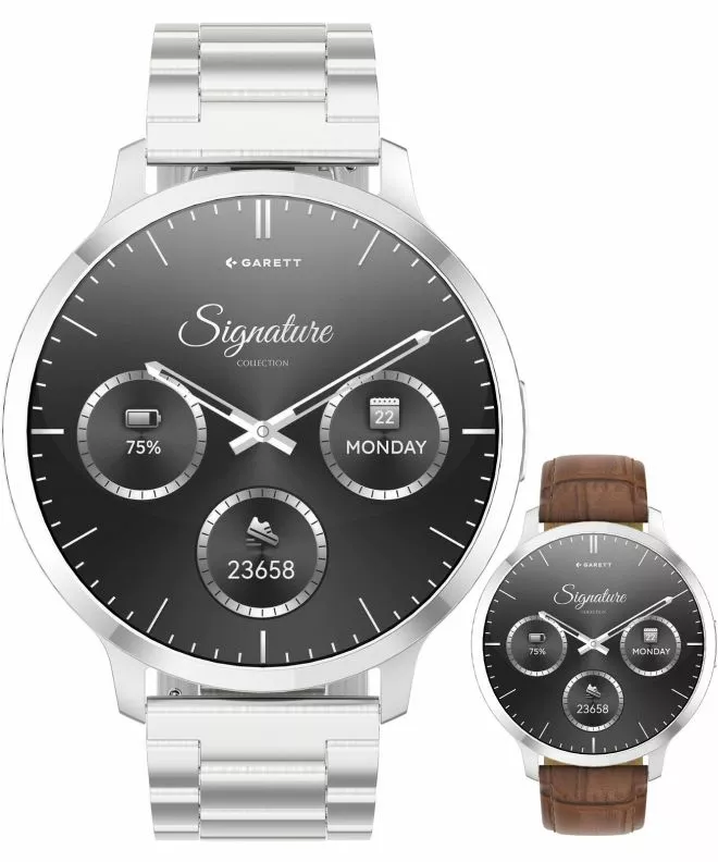 Smart Hodinky pánske Garett Signature Edge Silver Solid SET 5904238485163