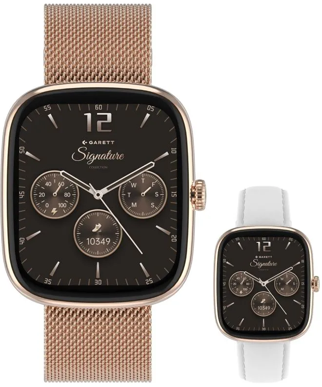 Smart Hodinky dámske Garett Signature Flow Rose Gold Mesh SET 5904238485040
