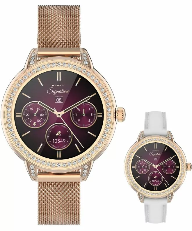 Smart Hodinky dámske Garett Signature Stella Rose Gold Mesh SET 5904238485118