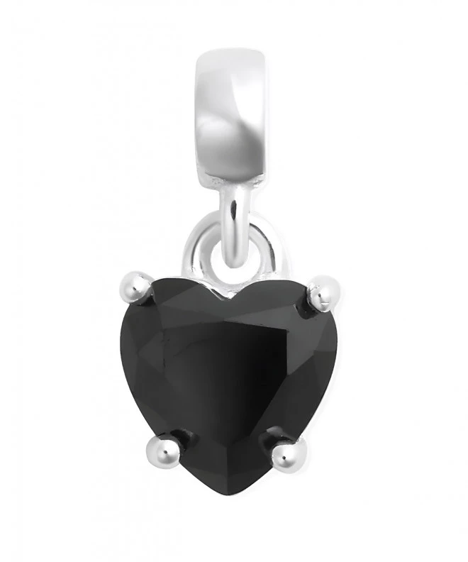 Prívesok Daniel Wellington Heart Black Crystal Charm Silver DW00401052