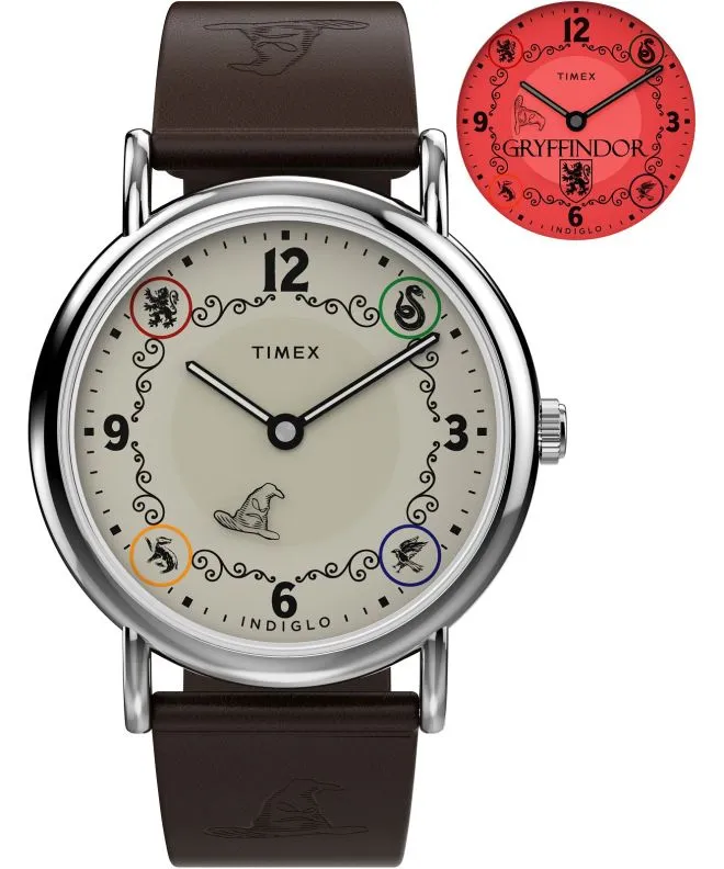 Hodinky unisex Timex Harry Potter X Weekender Gryffindor House 38mm Leather Strap TW2Y76300