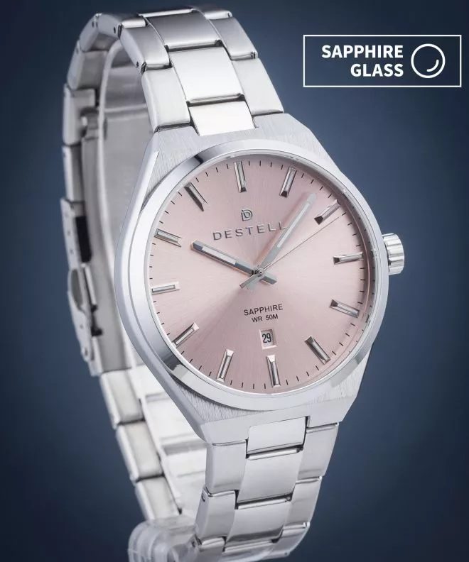 Hodinky pánske DESTELL Aries Pink Silver Steel Sapphire AR405-125-205S