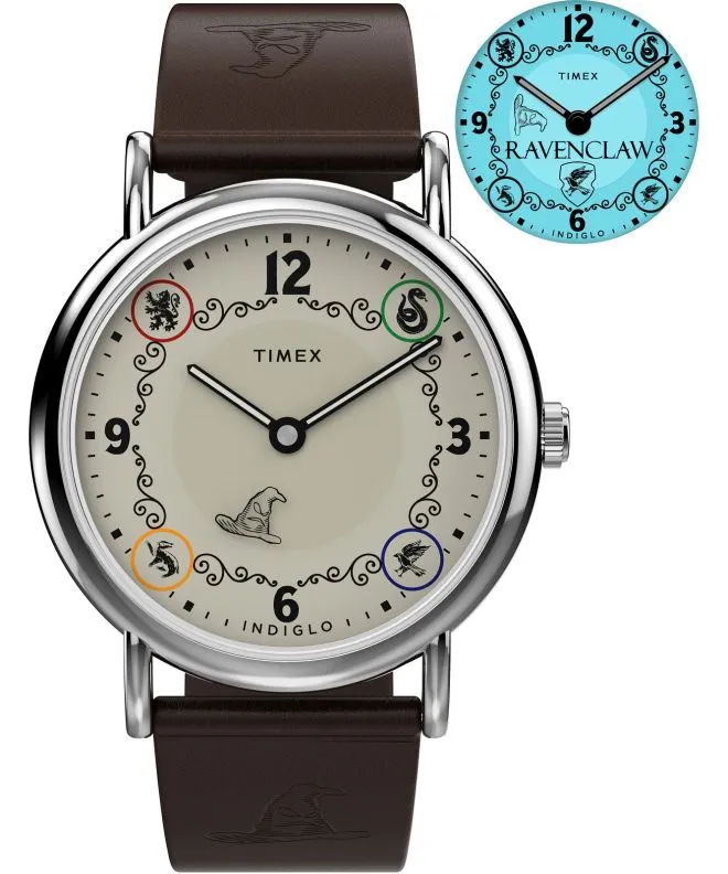 Hodinky unisex Timex Harry Potter X Weekender Ravenclaw House 38mm Leather Strap TW2Y76500