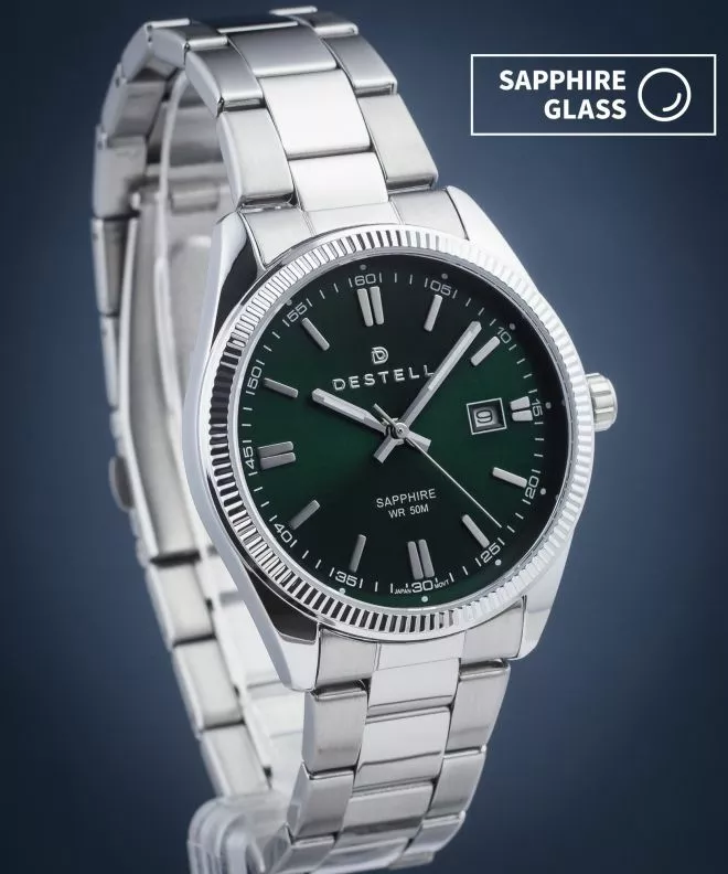 Hodinky pánske DESTELL Loup Green Silver Steel Sapphire LU3855-05-205S
