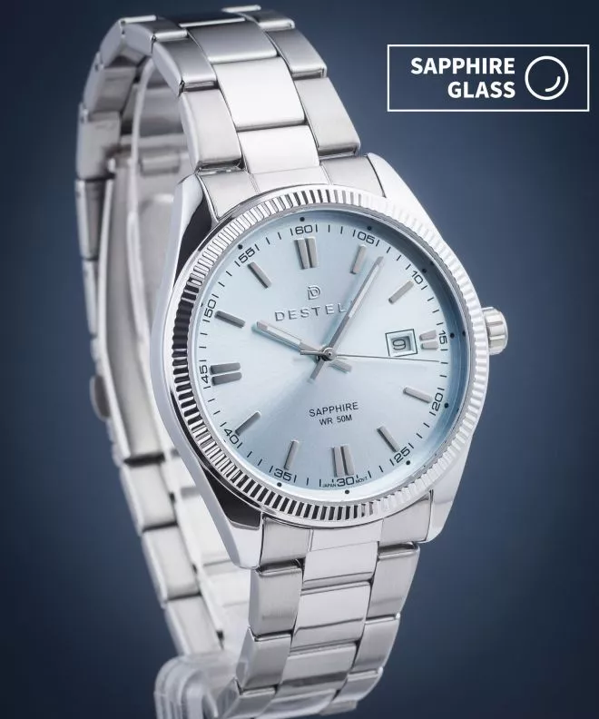 Hodinky pánske DESTELL Loup Ice Blue Silver Steel Sapphire LU3855-95-205S