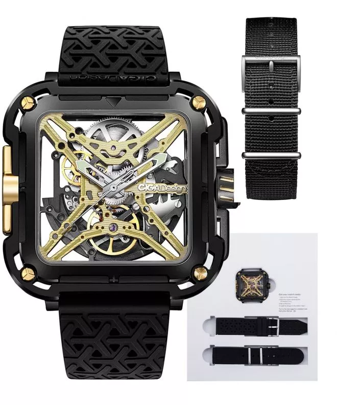 Hodinky Pánske Ciga Design X Series Gorilla Black DLC & Gold Titanium Automatic X021-BLGO-W25BK