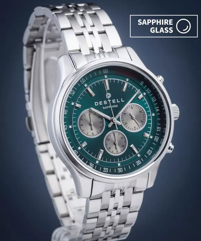 Hodinky pánske DESTELL Circinus Green Silver Steel Chronograph Sapphire CR415-05-205J