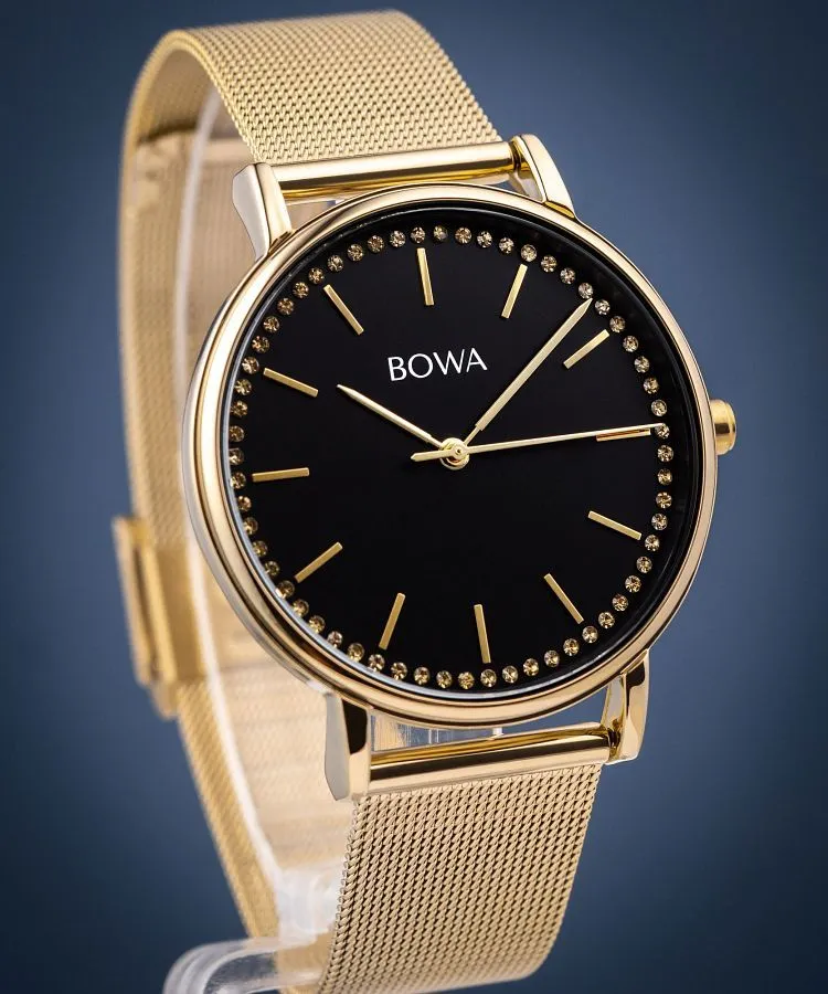 Hodinky dámske BOWA Rio Black-Gold Mesh 38 RI384-14-184M
