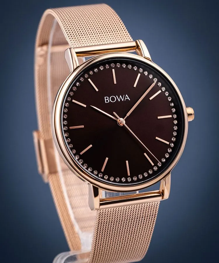 Hodinky dámske BOWA Rio Brown-Rose Gold Mesh 38 RI387-167-187M