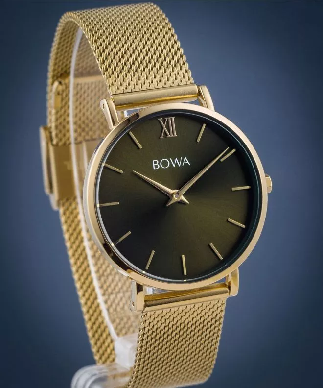 Hodinky dámske BOWA London Green-Gold Mesh 33 LO334-04-164M