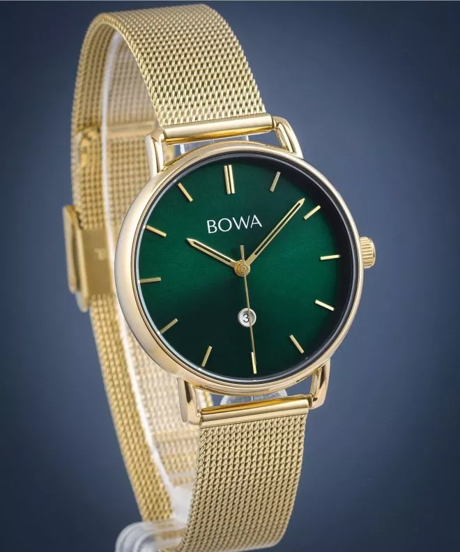 Hodinky dámske BOWA Milan Green Gold Mesh 34 MI344-04-164M