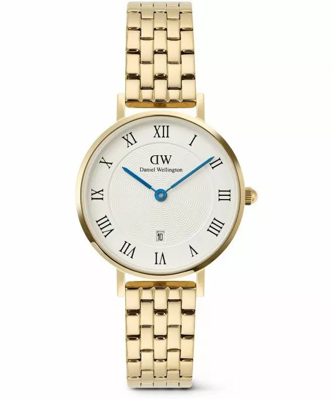 Hodinky dámske Daniel Wellington Petite Roman Numerals Date 5-link Gold DW00100857