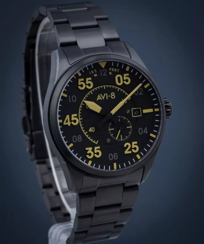 Hodinky Pánske AVI-8 Spitfire Type 300 Automatic Midnight Chrome Yellow AV-4073-33