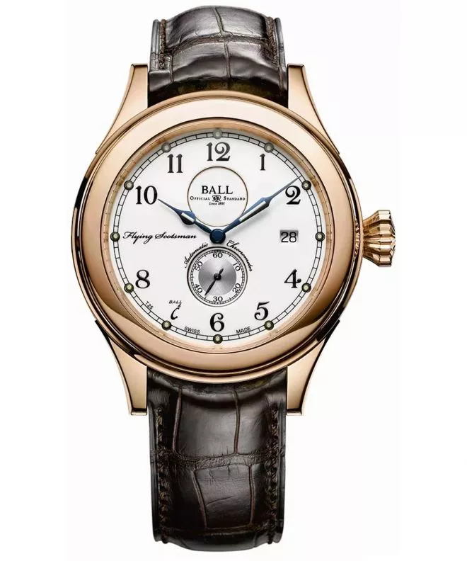 Hodinky pánske Ball Trainmaster Flying Scotsman 18K Gold Limited Edition NM2198D-PG-LCJ-WH