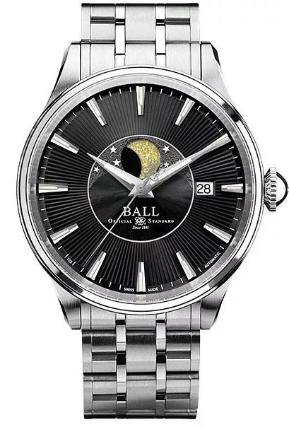 Hodinky pánske Ball Trainmaster Moon Phase Automatic NM3082D-SJ-BK