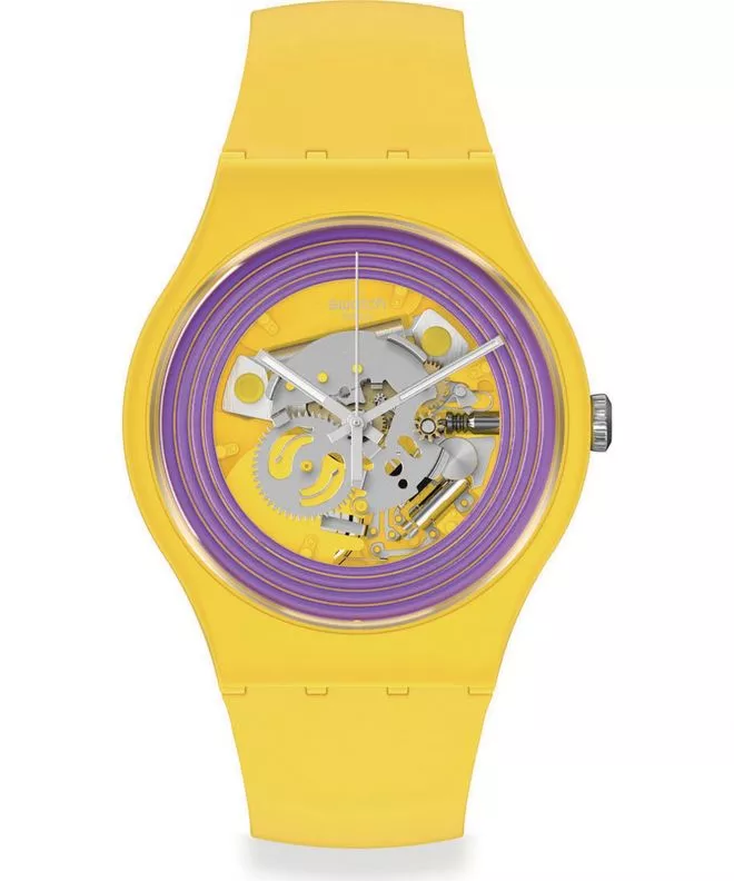 Hodinky Unisex Swatch Purple Rings Yellow SO29J100