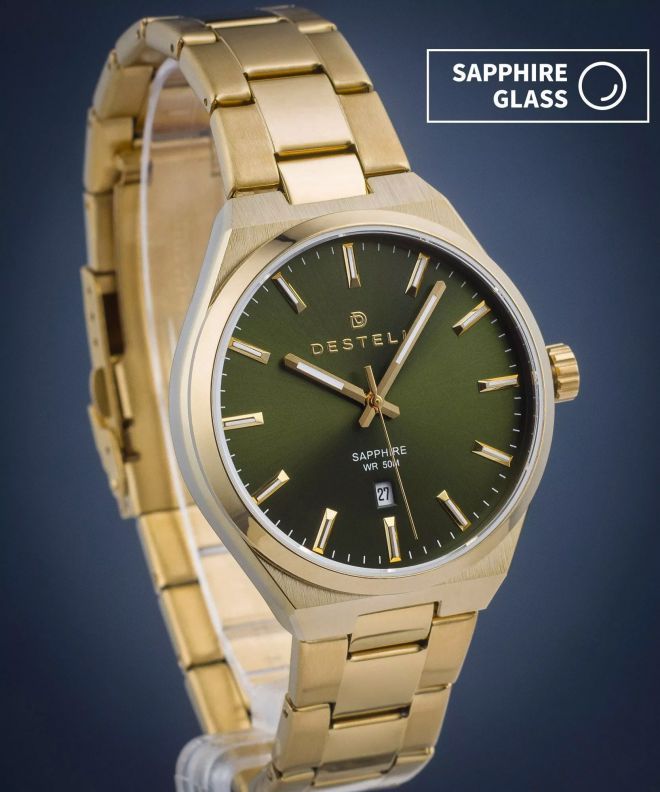 Hodinky pánske DESTELL Aries Green Gold Steel Sapphire AR404-04-204S