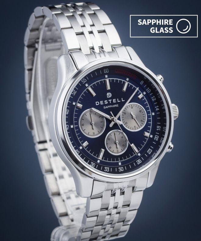 Hodinky pánske DESTELL Circinus Blue Silver Steel Chronograph Sapphire CR415-35-205J