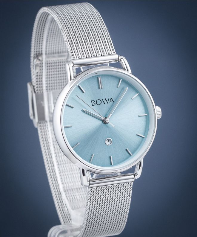 Hodinky dámske BOWA Milan Ice-Blue Silver Mesh 34 MI345-95-165M