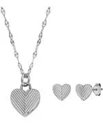 Náhrdelník Fossil Harlow Linear Texture Heart