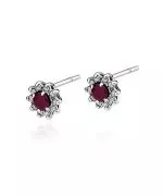 Náušnice Bonore - Biele Zlato 585 - Rubín 0,15 ct