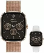 Smart Hodinky dámske Garett Signature Flow Rose Gold Mesh SET