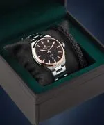 Hodinky pánske DESTELL Aries Black Silver Steel Sapphire Gift Set