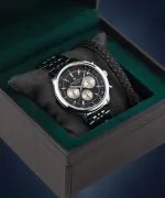 Hodinky pánske DESTELL Circinus Black Silver Steel Chrono Sapphire Gift Set