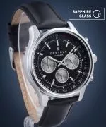 Hodinky pánske DESTELL Circinus Black Silver Leather Chronograph Sapphire