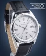 Hodinky pánske DESTELL Loup White Silver Black Leather Sapphire