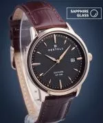 Hodinky pánske DESTELL Pictor Black Rose Gold Brown Leather Sapphire