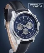 Hodinky pánske DESTELL Circinus Blue Silver Black Leather Chronograph Sapphire
